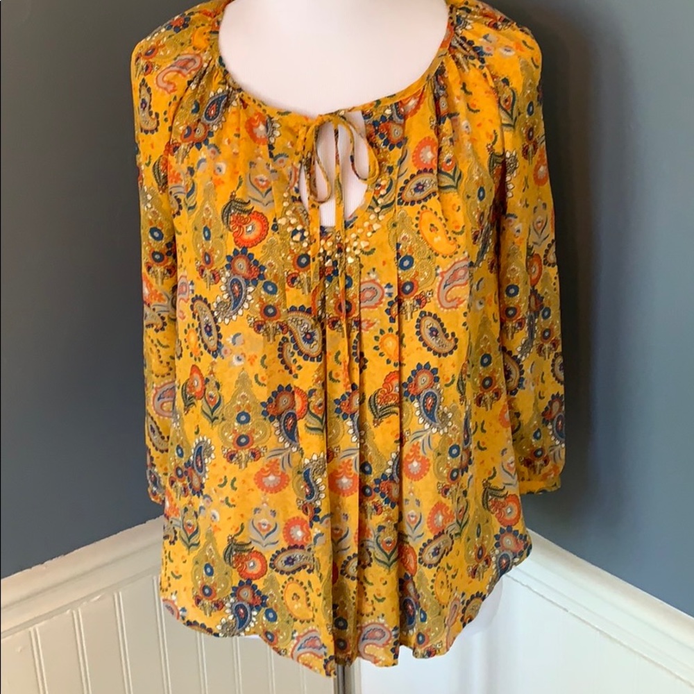 Princess Vera Wang Yellow Paisley Top XS